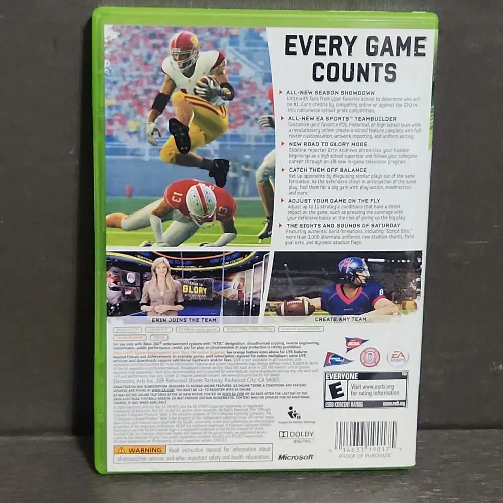 NCAA Football 10 Xbox 360 Video Game EA Sports - Tested
